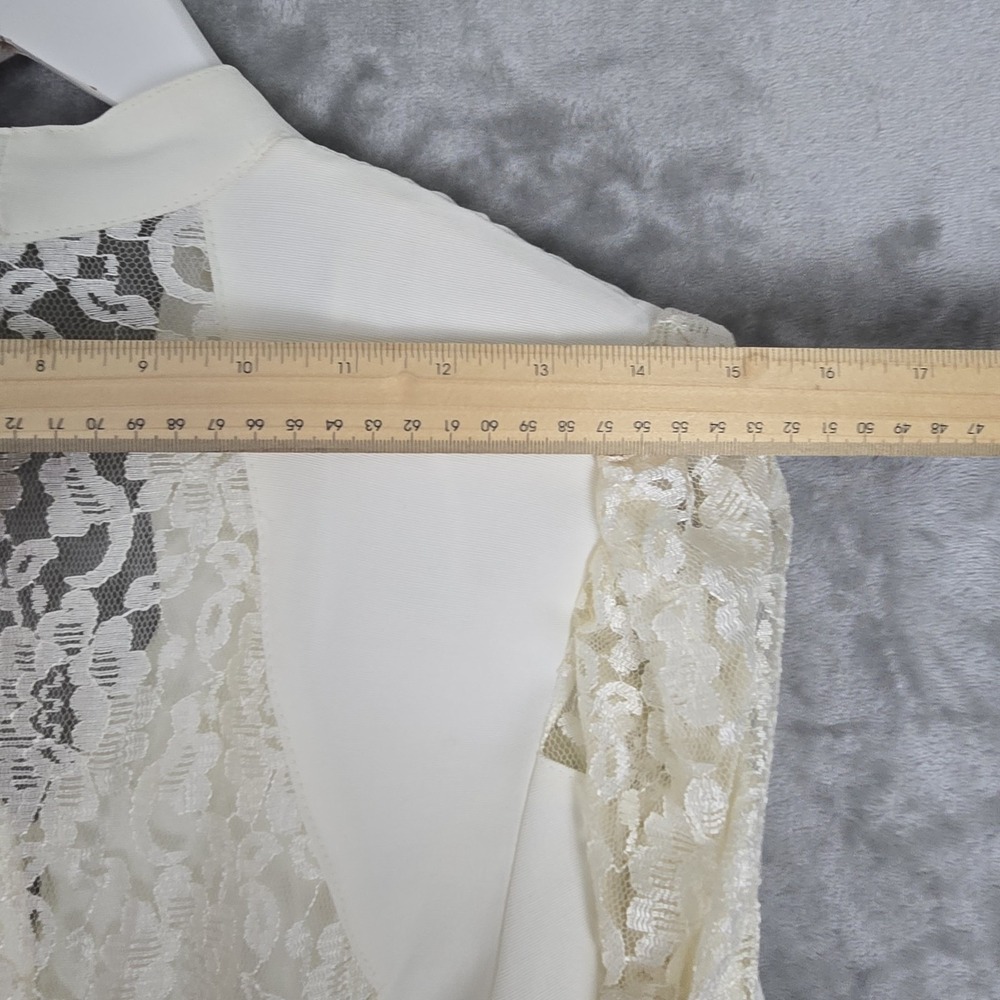 Vintage Victorian Lace Peplum Blouse Womens XS/S Cream Boho Bridal Romantic - Picture 13 of 13